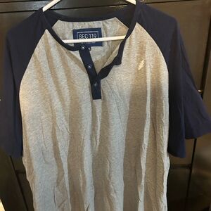 SEC 119 Men's Gray and Navy Henley Shirt Grateful Dead